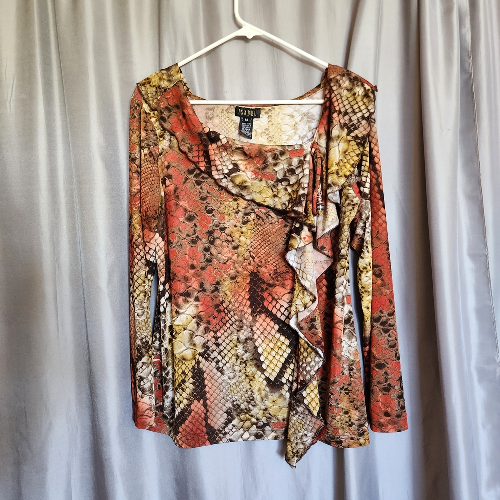 Elegant Women's Ruffle Blouse in Autumn Hues
